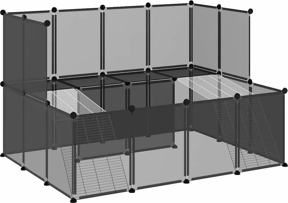 vidaXL Cușcă pentru animale mici, negru, 143x107x93 cm, PP și oțel
