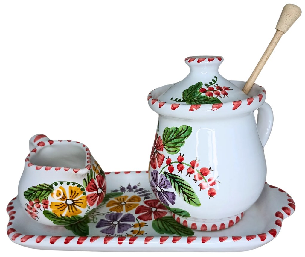 Set ceramică servit ceai/cafea model Flori de Câmp