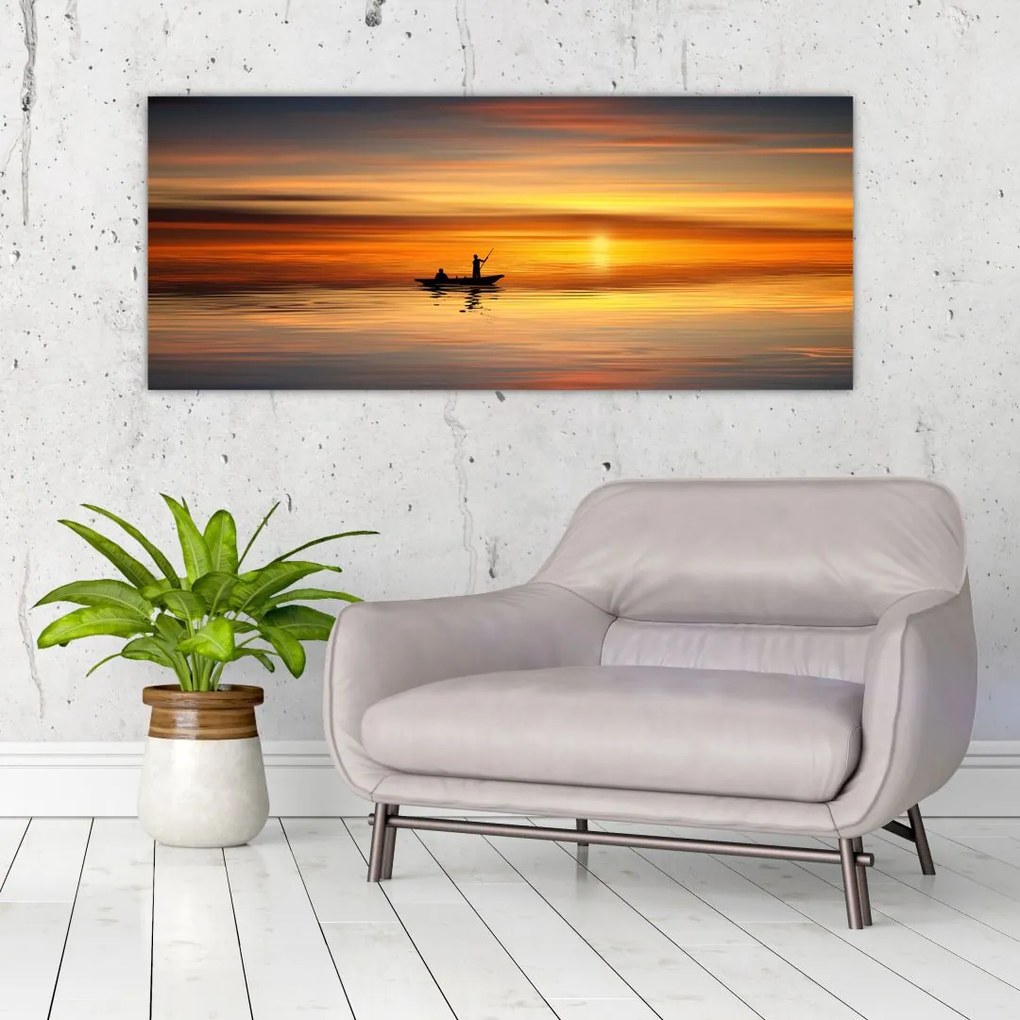 Tablou - cu barca (120x50 cm)