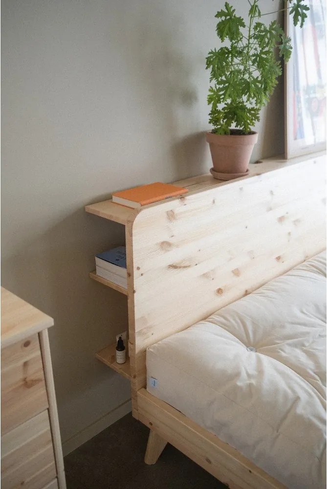 Pat matrimonial maro din lemn masiv de pin cu somieră 140x200 cm Retreat – Karup Design