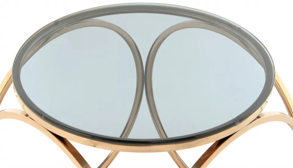 Masuta de cafea rotunda din sticla Whitney 50x50x52 gri/auriu