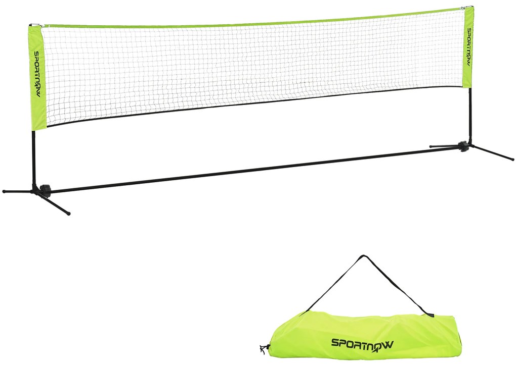 SPORTNOW Plasă de badminton, plasă portabilă, înălțime ajustabilă 107-155 cm, cu geantă de transport, cadru metalic, negru, galben | Aosom Romania