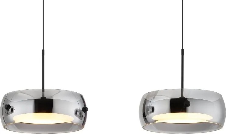 Lustra LED reglabila cu 3 pendule sticla fumurie LIVION