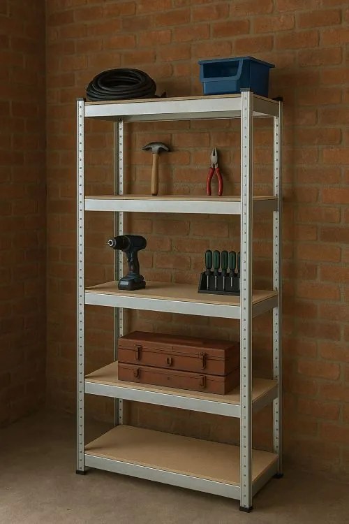 Raft metalic stabil pentru depozitare. Model cu 5 nivele 180x90x40