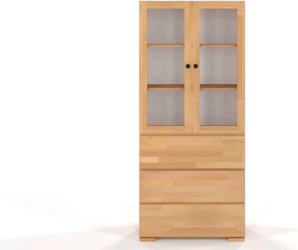 Vitrină lemn masiv TerraCraft Fag 3 Sertare, 80 × 38 × 182 cm - Natural