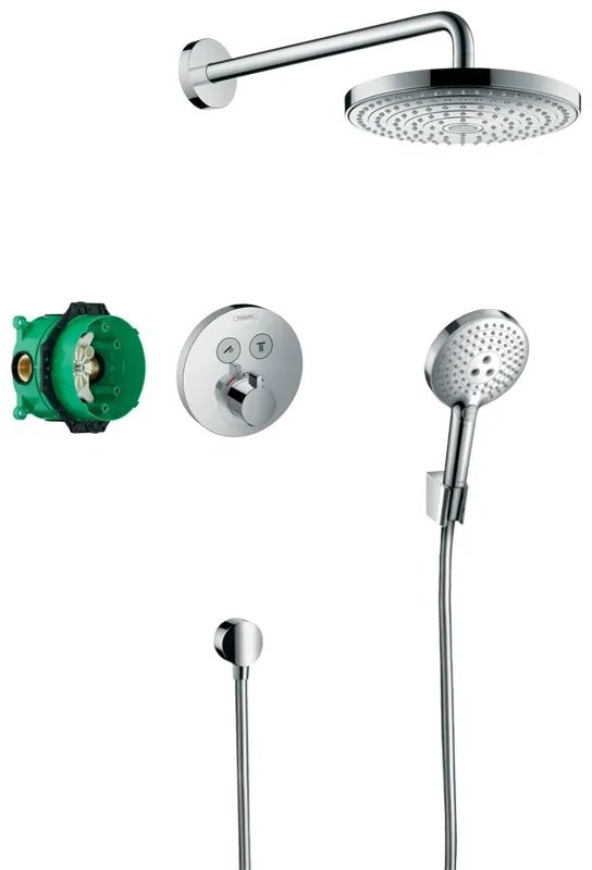 Set de dus Hansgrohe, Raindance Select S, cu baterie termostatata ShowerSelect S, crom