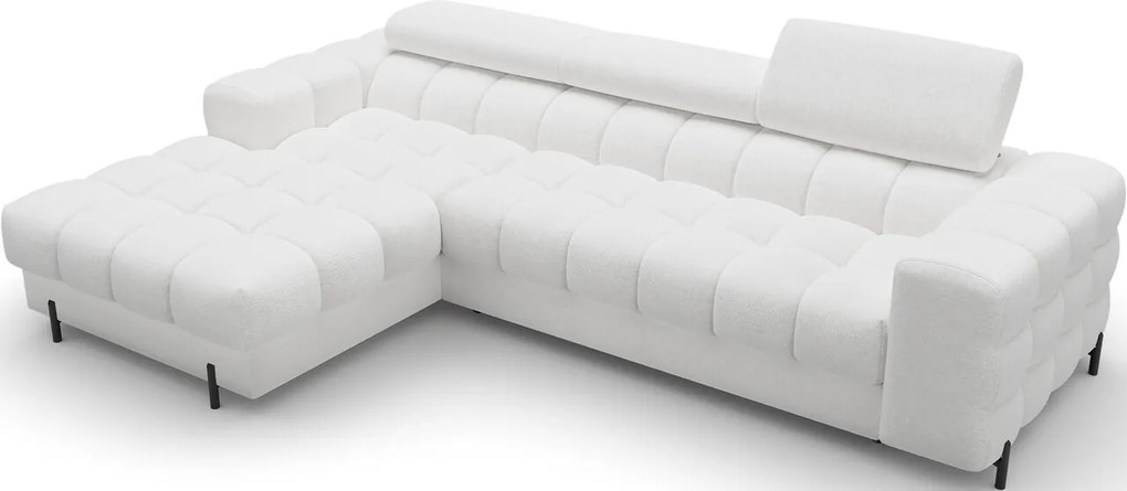 Coltar extensibil stanga 3 locuri ELTAP, LT-01ROY, Felro, 285x181x93 cm, lemn/poliester, alb