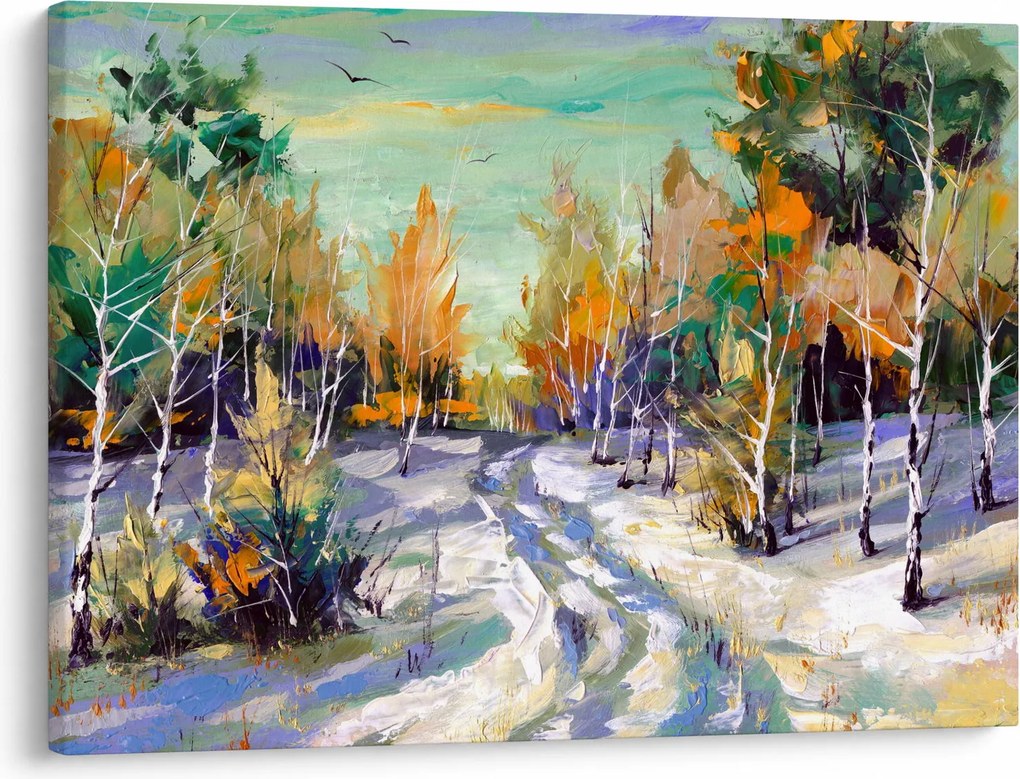 Tablou - Drum înzăpezit prin pădure (70x50 cm)