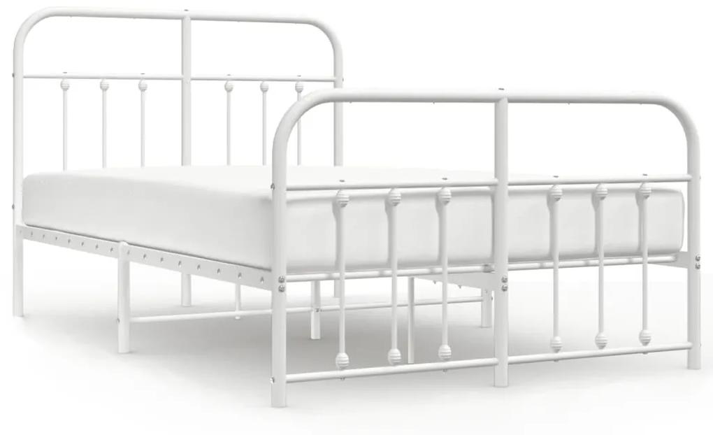 352643 vidaXL Cadru de pat metalic cu tăblie, alb, 120x200 cm