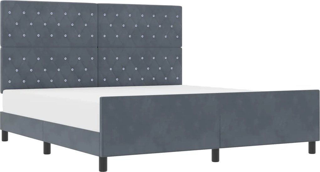 vidaXL Pat cu arcuri cu headboard Gri închis 180 x 200 cm Catifea