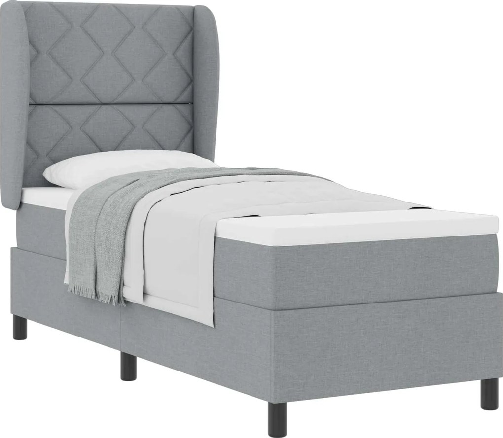 vidaXL Pat cu arcuri cu saltea Gri deschis 80 x 200 cm țesătură