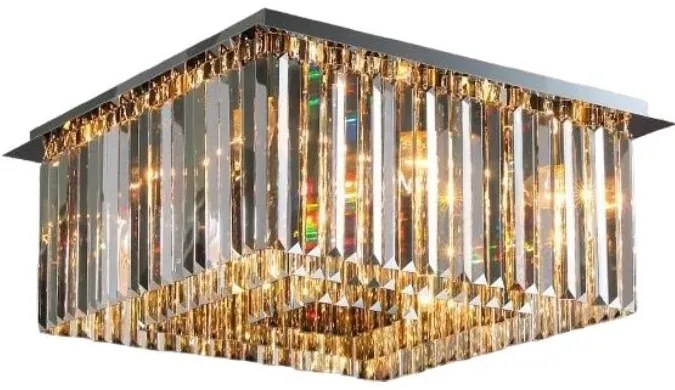 Candelabru Model H98348-600 – 8 socluri E14, metal cromat și cristale elegante 💫