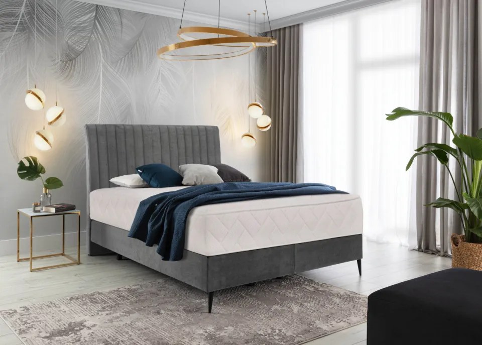 Pat tapitat, boxspring, 180x200 cm, Blanca 2, Eltap (Culoare: Albastru Inchis)