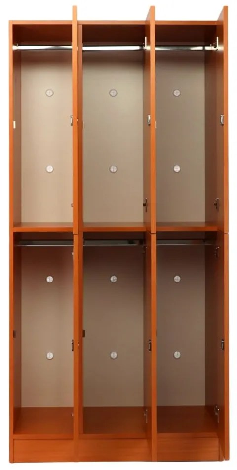 Dulap din lemn Visio - 6 cutii, 90 x 45 x 185 cm, broasca cilindrica, cires