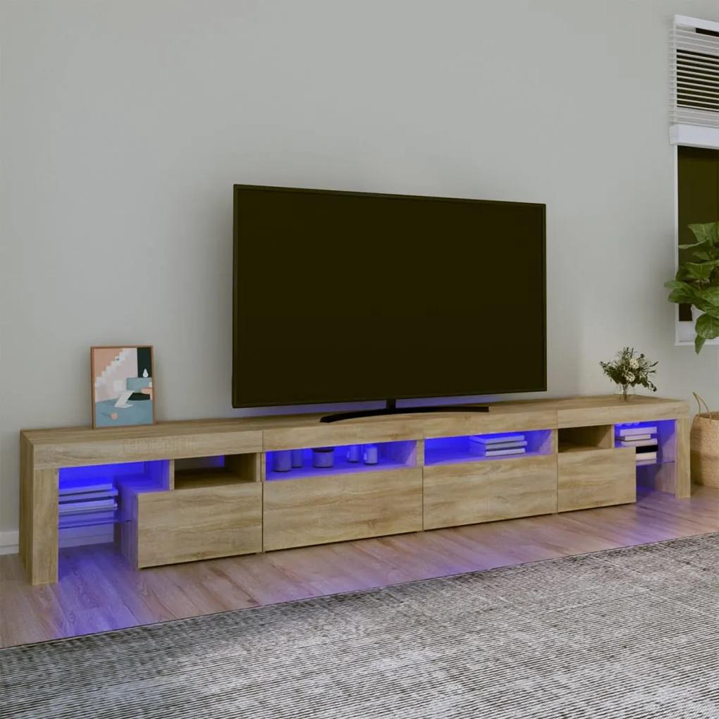 3152820 vidaXL Comodă TV cu lumini LED, stejar sonoma,260x36,5x40cm