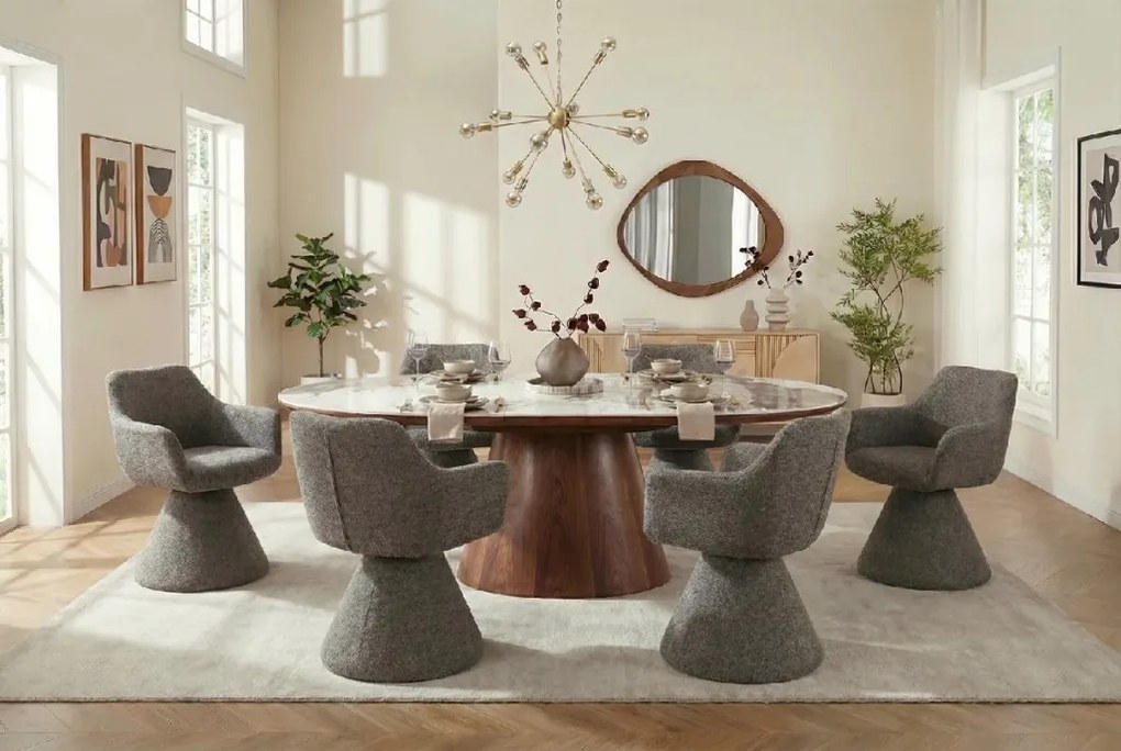 Scaun pivotant AMBIENTO tesatura Chenille maro