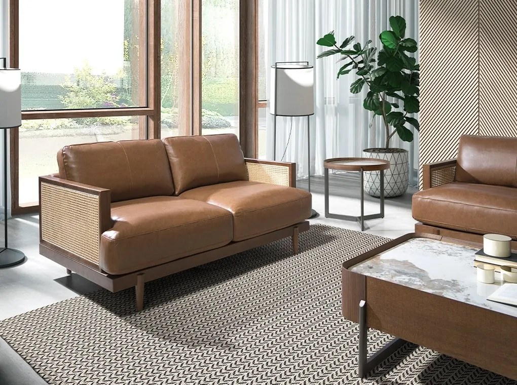 Canapea 2 locuri design elegant LUX Brown leather