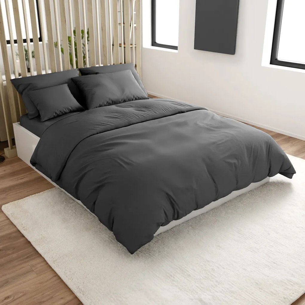 Lenjerie de pat din bumbac LUX gri inchis cu buzunar hotelier Dimensiune lenjerie de pat: 70 x 90 cm | 140 x 200 cm