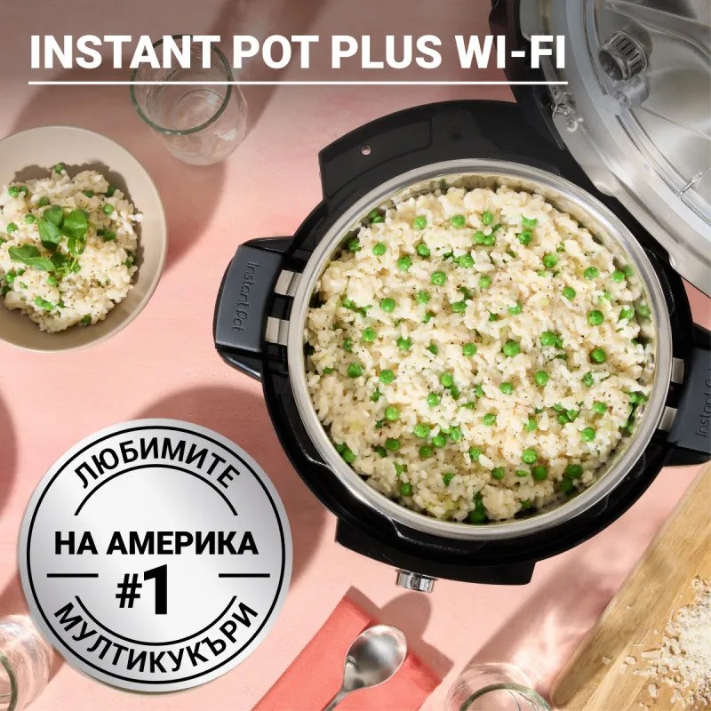Multicooker Instant Pot Plus 60 Wi-Fi, 1000W, 5.7 L, 9 programe, Wi-Fi, Ecran LCD, Otel inoxidabil, Negru