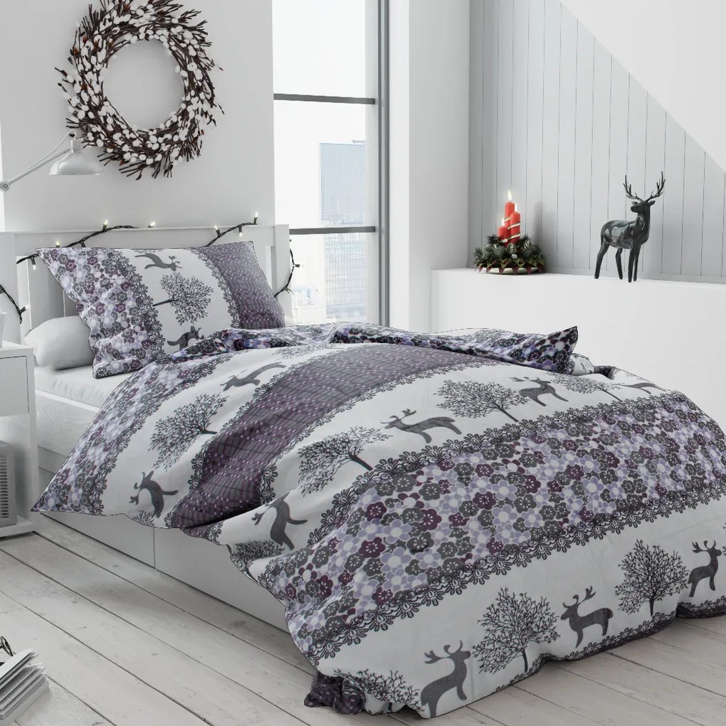 Lenjerie cocolino plus Craciun ren gri