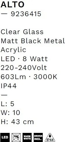 Aplica de perete LED baie IP44 NOLD negru