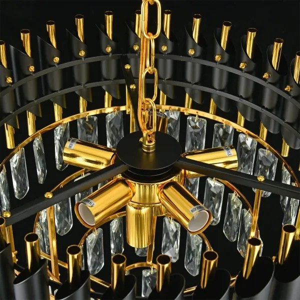 Brilagi - Candelabru cu lanț ECLIPSE 7xE14/10W/230V Ø 48 cm negru/auriu