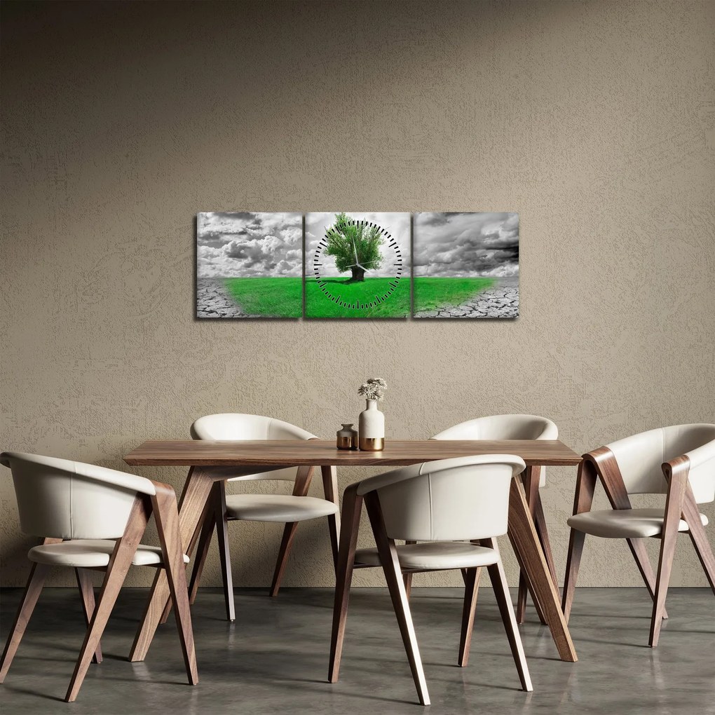 Tablou - O bucată de natură în oraș (cu ceas) (90x30 cm)