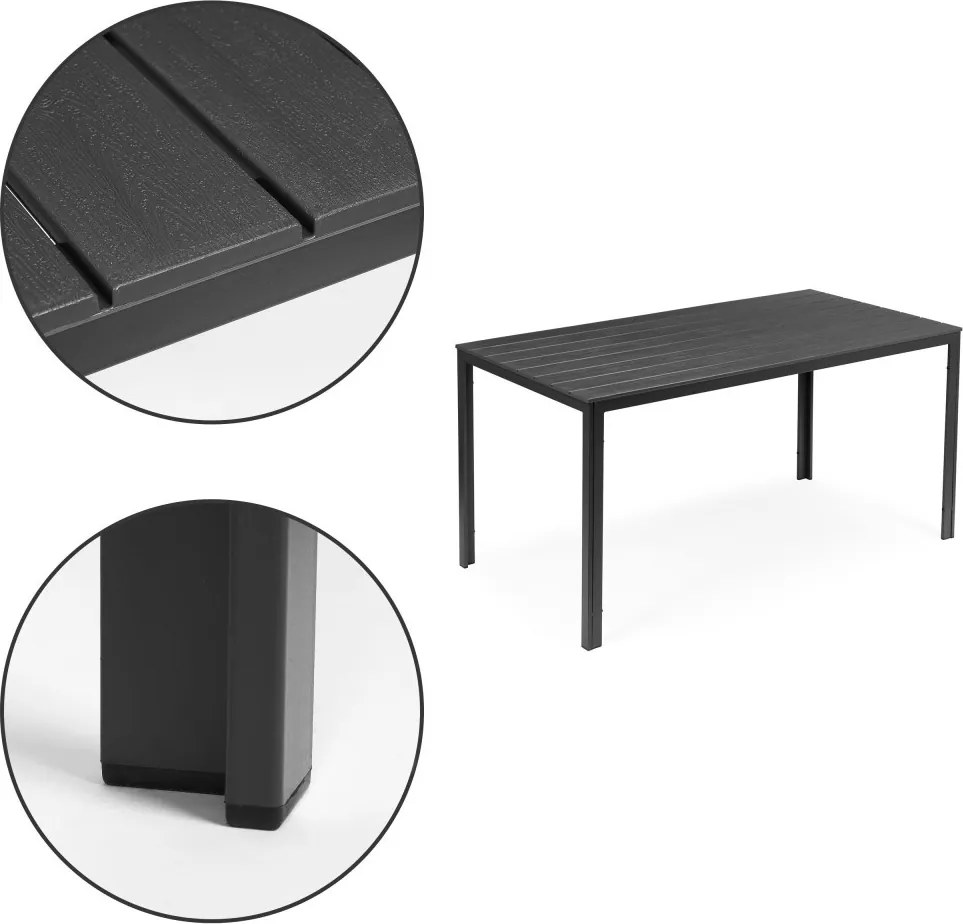 Masă de grădină cu 6 locuri 156x78 cm polywood gri