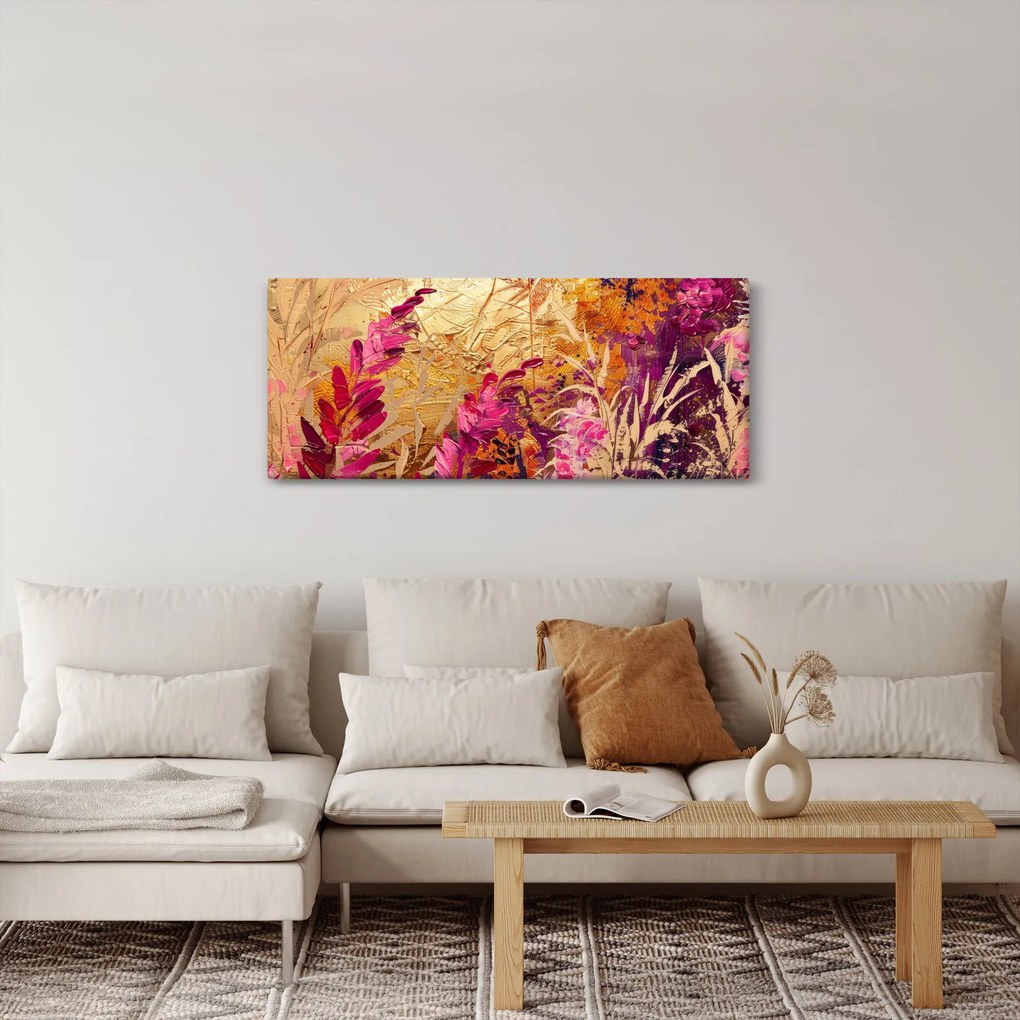 Tablou - Pictură abstractă de flori II. (120x50 cm)