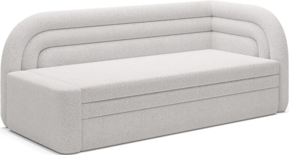 Canapea crem extensibilă/cu spațiu de depozitare cu tapițerie din țesătură bouclé cu colț pe partea dreaptă 223 cm Fabillo – ELTAP