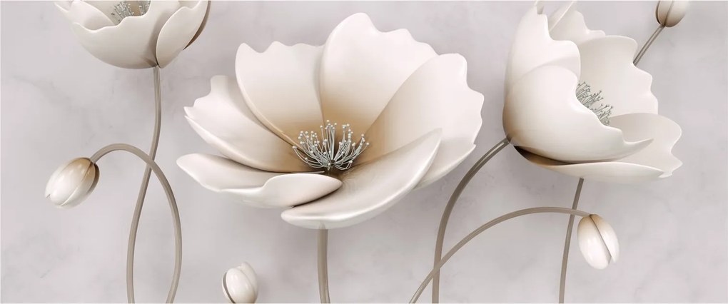 Tablou cu florile albe (120x50 cm)