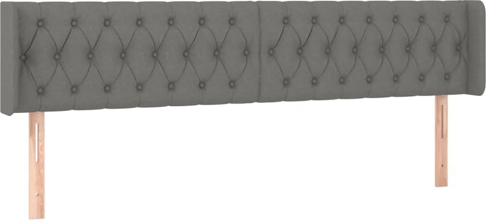 vidaXL Tăblie de pat cu aripioare gri închis 203x16x78/88 cm textil