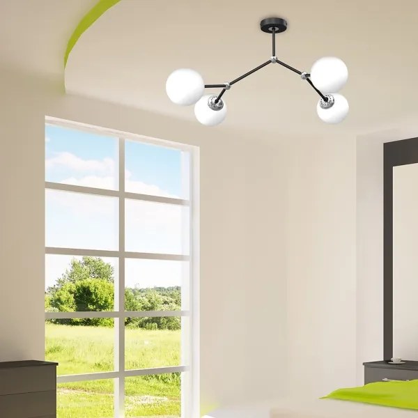 Lustră aplicată JOY 4xE14/40W/230V negru/crom lucios