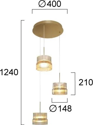 Candelabru LED suspendat pe cablu LUXE LED/34W/230V, alamă
