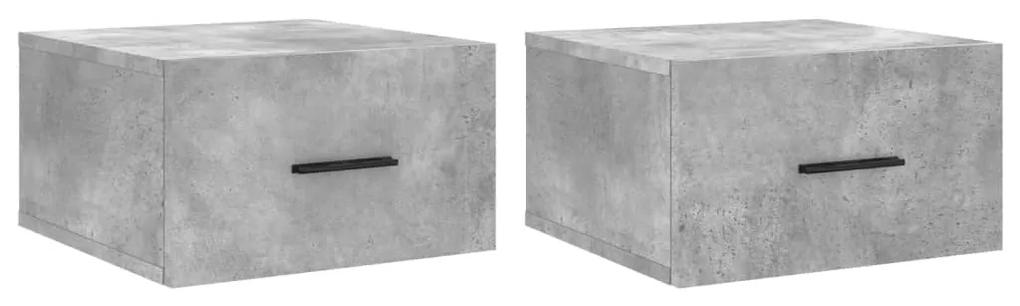 829861 vidaXL Noptiere montate pe perete 2 buc. gri beton 35x35x20 cm