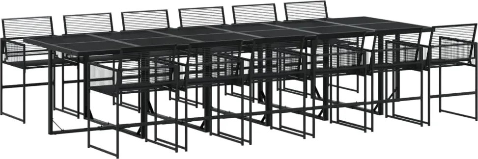vidaXL Set mobilier de grădină, 13 piese, negru, poliratan