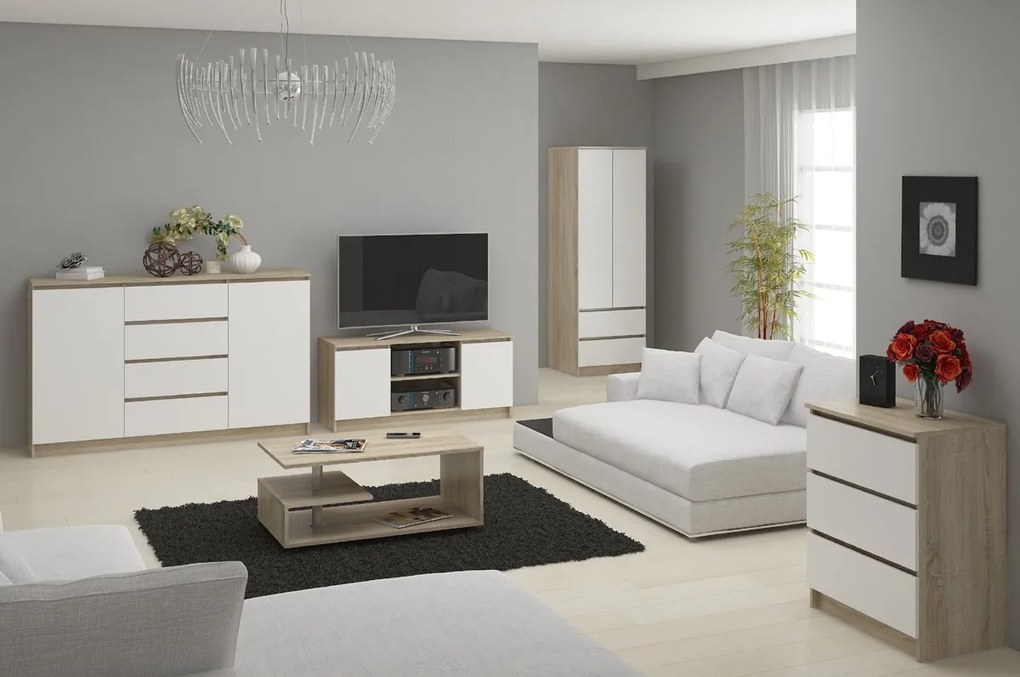 Comodă Kapil III (stejar sonoma + alb). 1069013