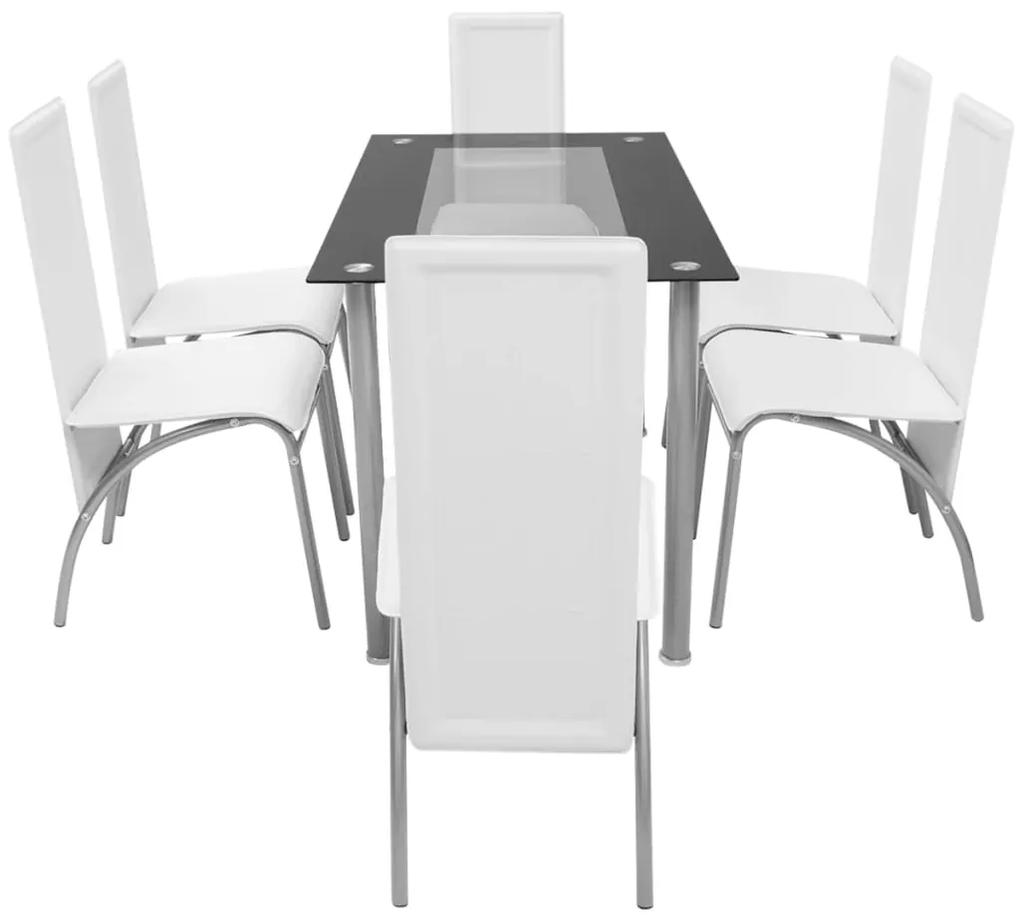 242916 vidaXL Set masă și scaune de bucătărie 7 piese, Alb