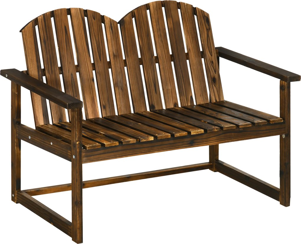 Outsunny Bancă de grădină pentru 2 persoane, design rustic, lemn de pin, 114x63x86 cm | Aosom Romania
