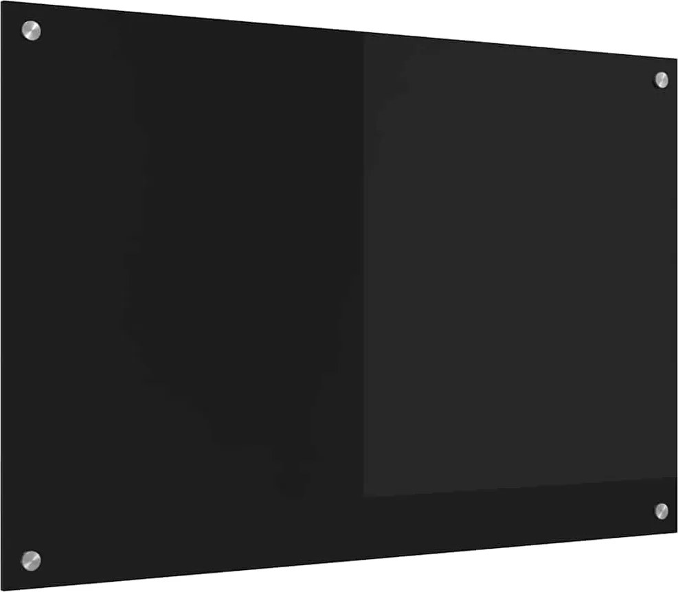 vidaXL Panou de bucătărie Negru 90 x 60 cm sticlă securizată