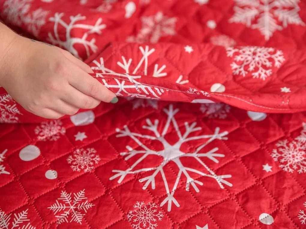 Cuvertura de pat cu model SNOWFALL, rosu Dimensiune: 220 x 240 cm