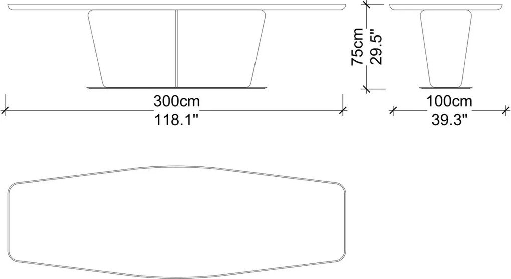 Masă lemn masiv de dining Viera Personalizabilă - 300 cm