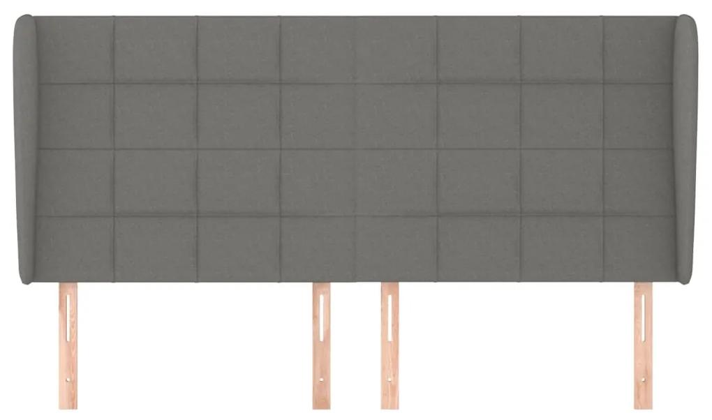 Tablie de pat cu aripioare gri inchis 203x23x118 128 cm, textil