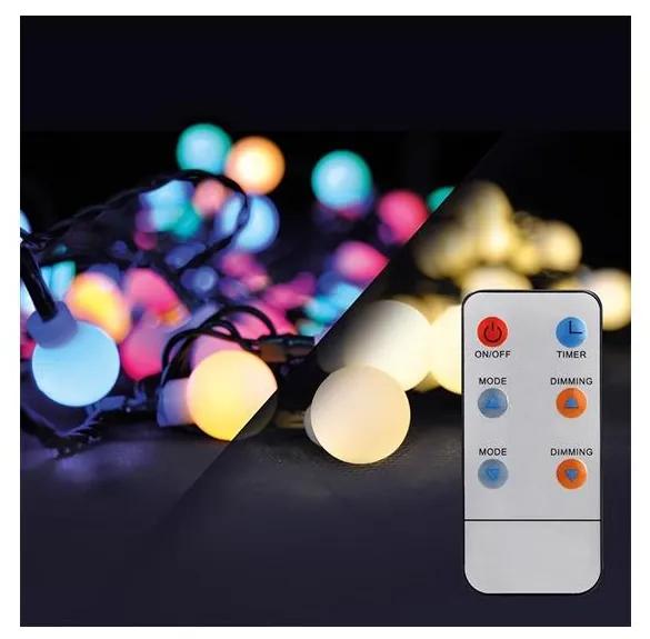 Instalație LED RGB de Crăciun dimabilă 200xLED/8 funcții 25m IP44 Solight 1V09-RGB + telecomandă