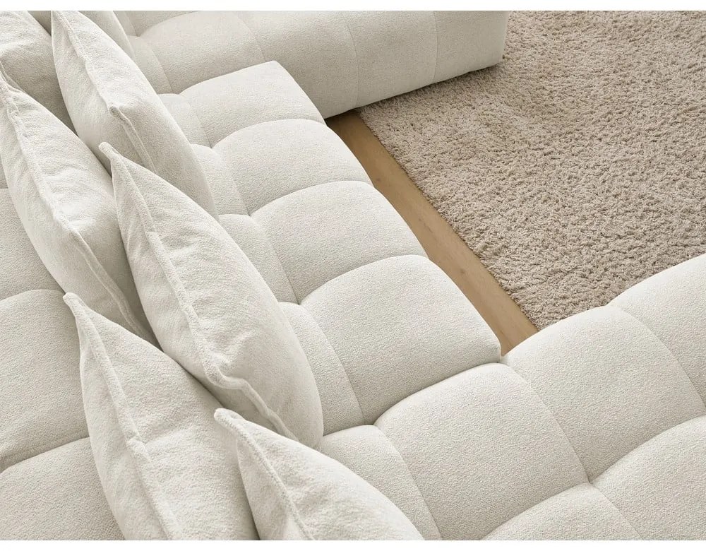 Colțar alb extensibil/cu spațiu de depozitare cu tapițerie din chenille (cu colț pe partea dreaptă/în formă de "U") Everest – Bobochic Paris