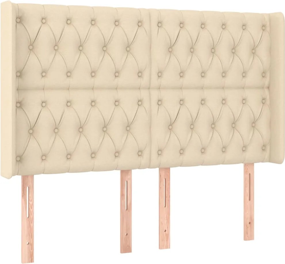 vidaXL Tăblie de pat cu aripioare, crem, 147x16x118/128 cm, textil