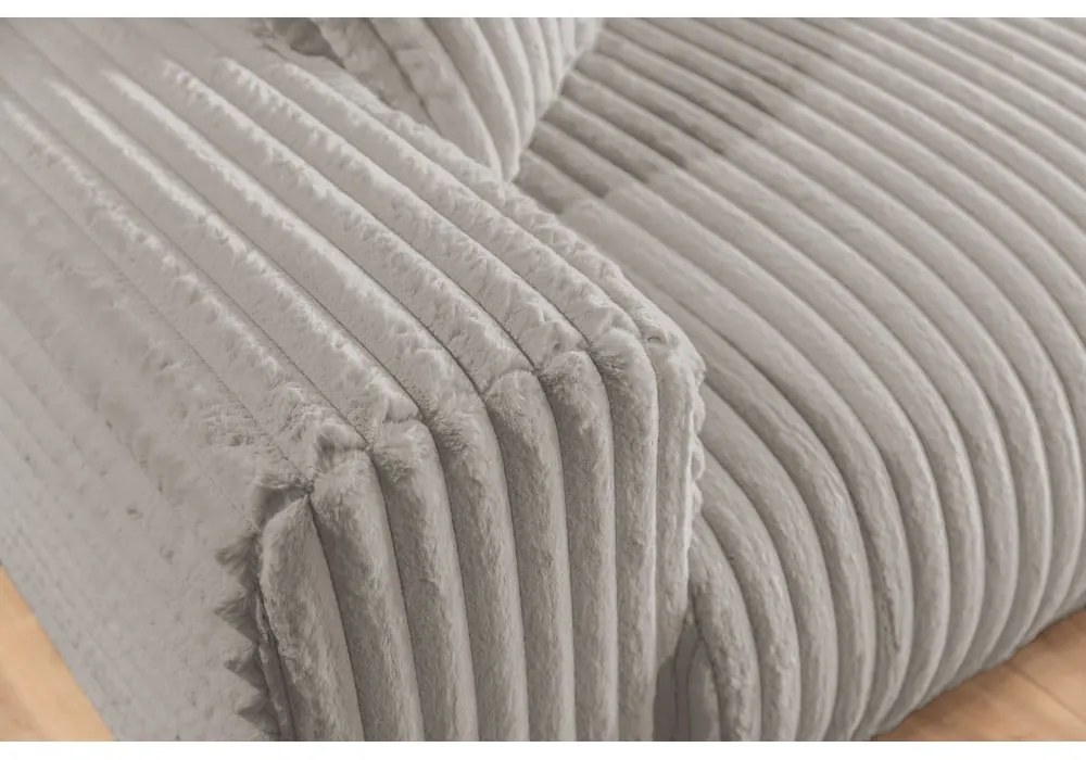 Canapea gri deschis cu tapițerie din catifea reiată 213 cm Justin – Ropez