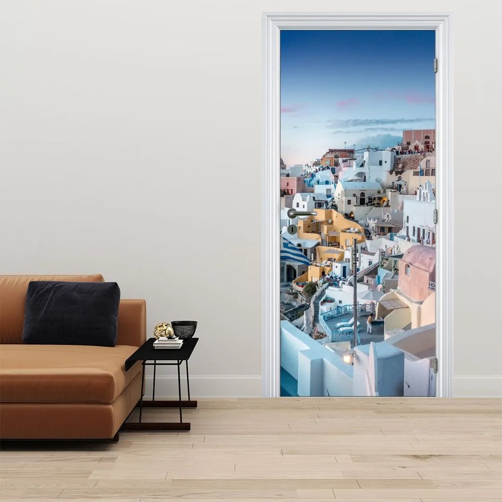 Fototapet pentru ușă - Amurg în Santorini (95x205cm)
