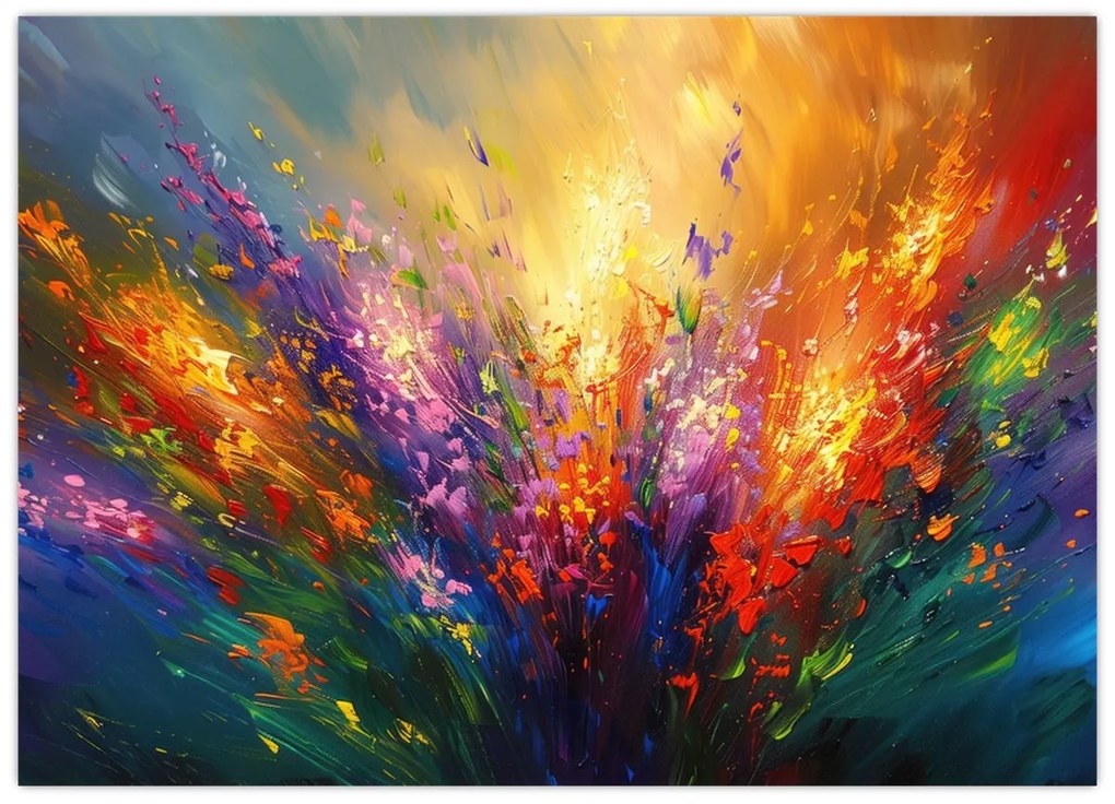 Tablou pe sticlă - Abstracție de flori (70x50 cm)