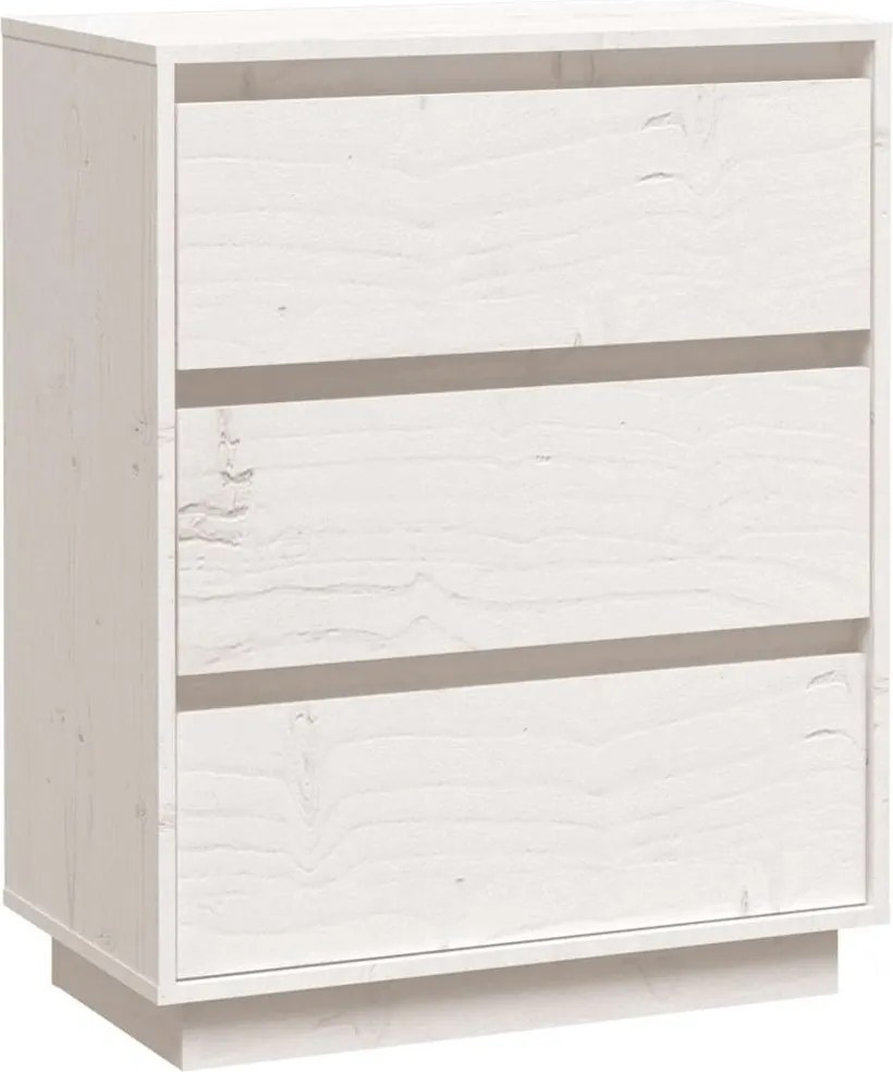 vidaXL Dulap, alb, 60x34x75 cm, lemn masiv de pin